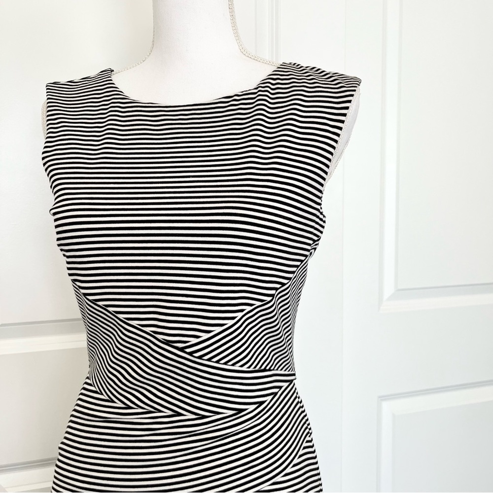 NWOT WHBM Instant Slimming Striped Sheath Dress w Built in Shapewear - Picture 8 of 9